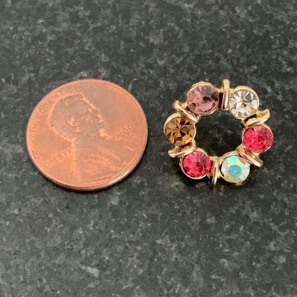 Round Aurora Borealis Faux Amethyst Topaz Crystal Stud Earrings Men’s  NEW - Picture 6 of 10